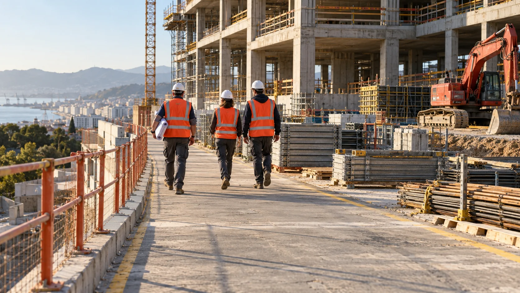 Profesionales recorriendo una zona de obra